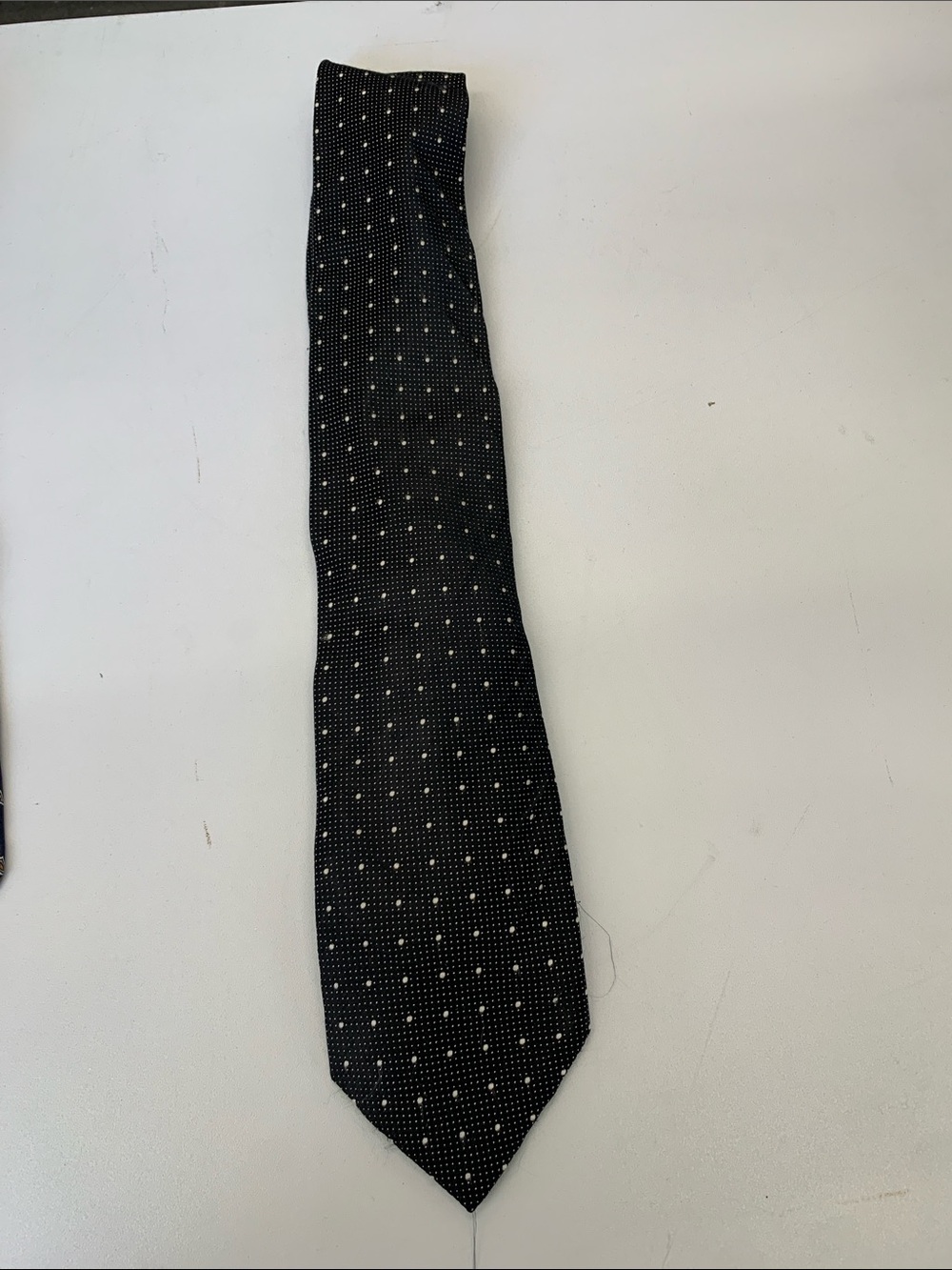 Canali Black Tie with Small White Dot Pattern